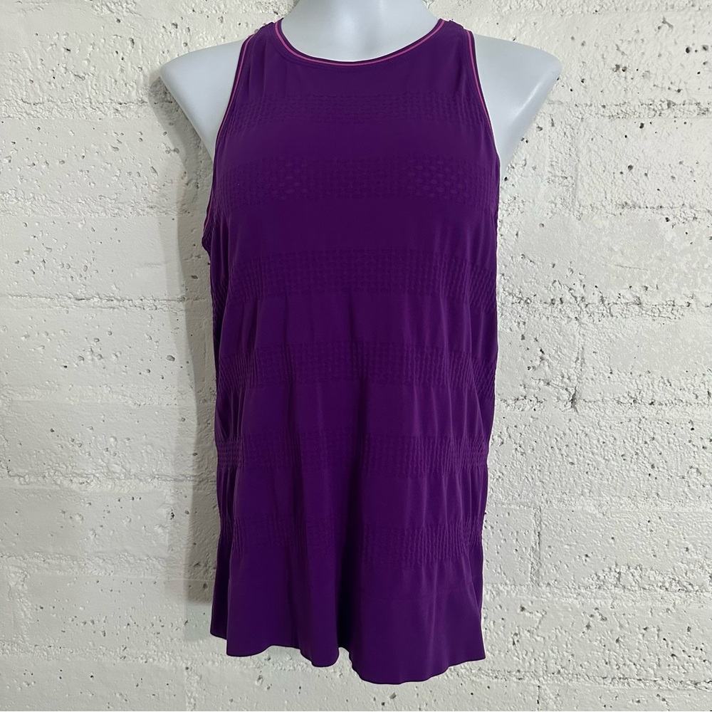 Athleta Womens Athletic Tank Top M Purple Racerback Stretch Seamless Yoga BJ2